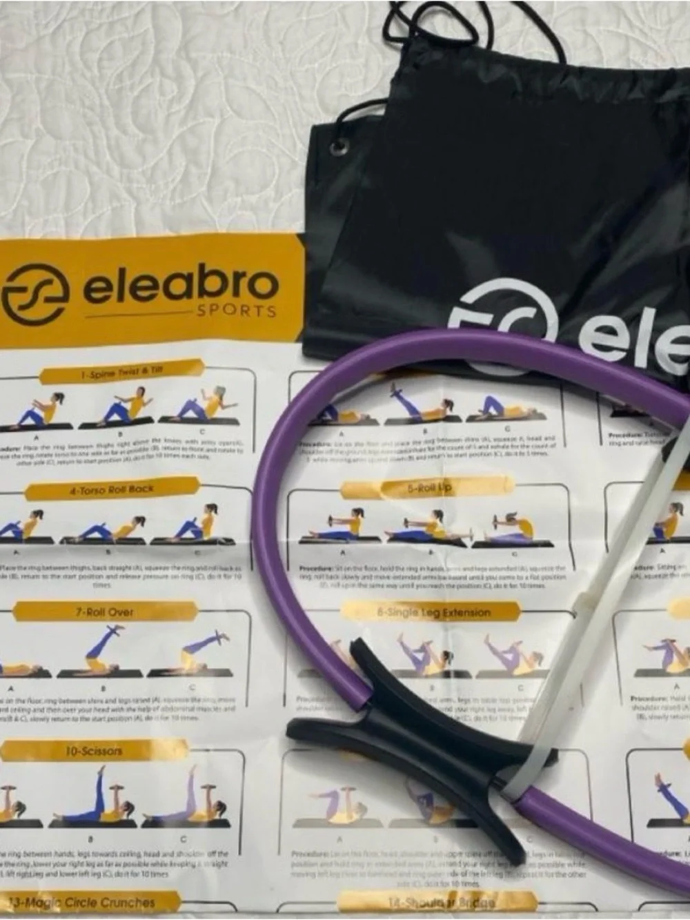 Eleabro Purple Pilates Ring with Comfortable Grip Handles